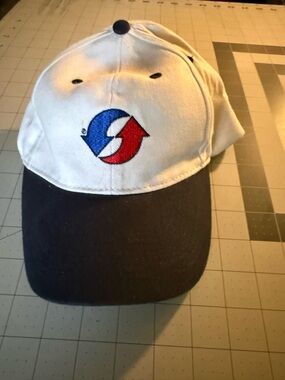 OTTO White Cap with Navy Bill and Red & Blue Arrow Detail
